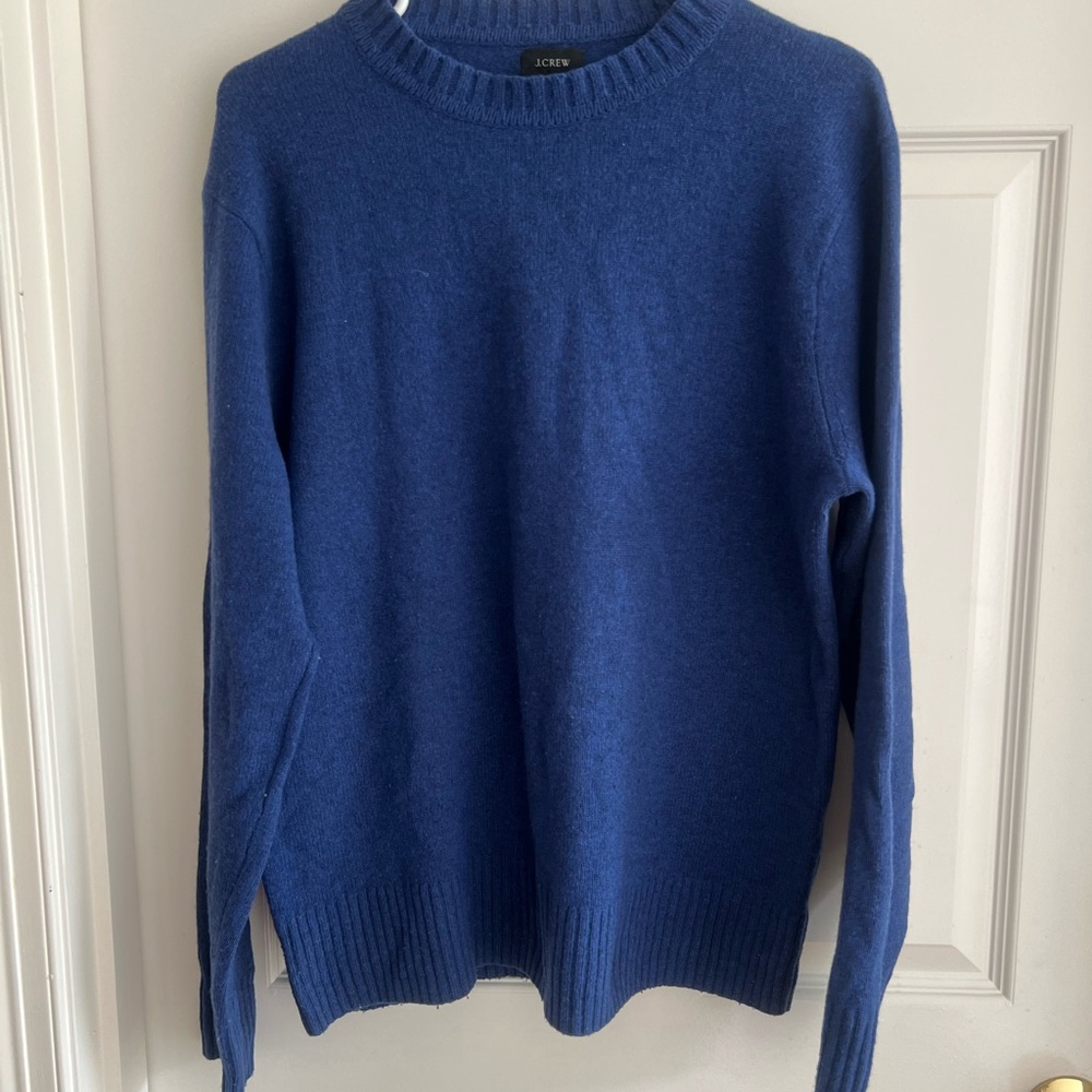 J. Crew Royal Blue Crewneck Sweater with Ribbed Details